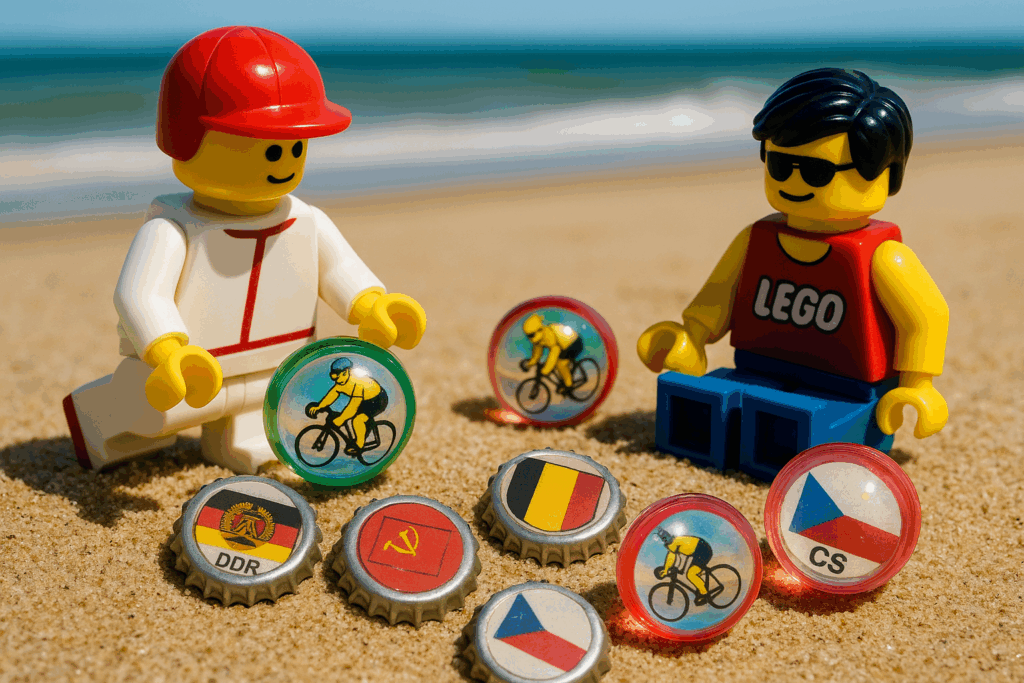 Anni 80: biglie da spiaggia con i ciclisti Vs Tappi dei Succhi