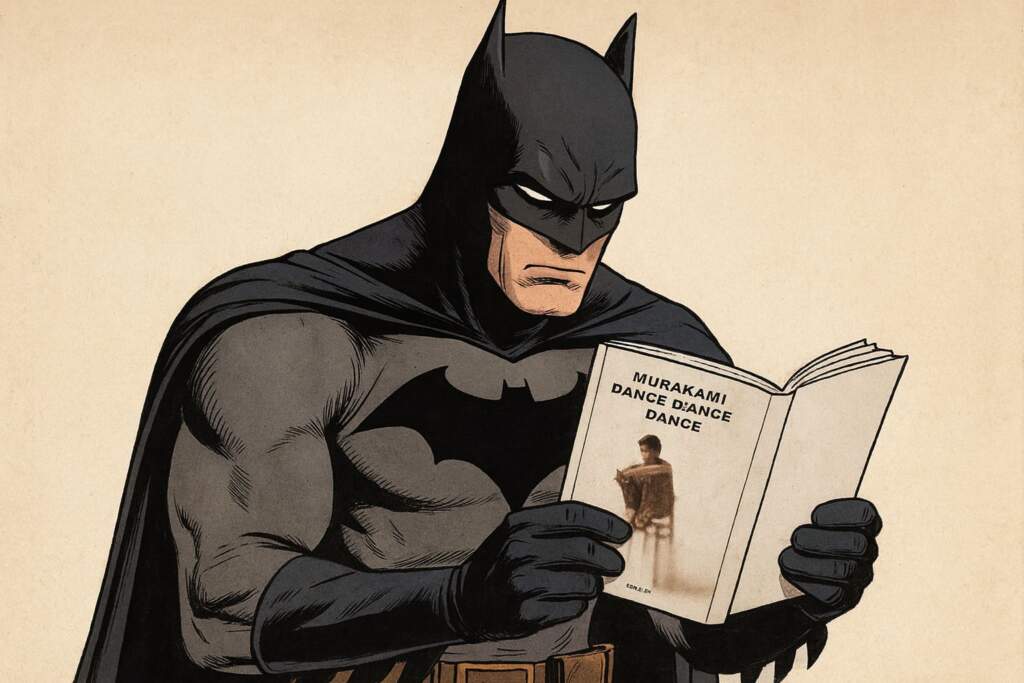 Batman che legge Dance Dance Dance di Murakami